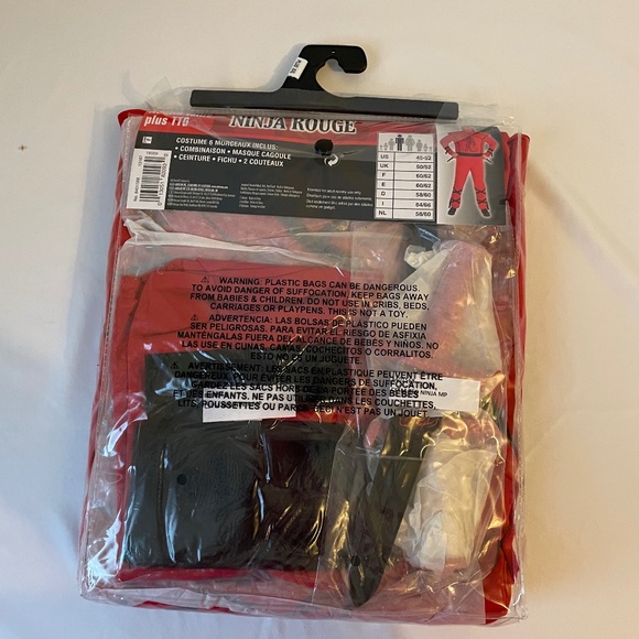 Ninja Halloween Adult XXL Plus Size Red Tiger Jumpsuit Mask Headscarf Belt New - Picture 3 of 3